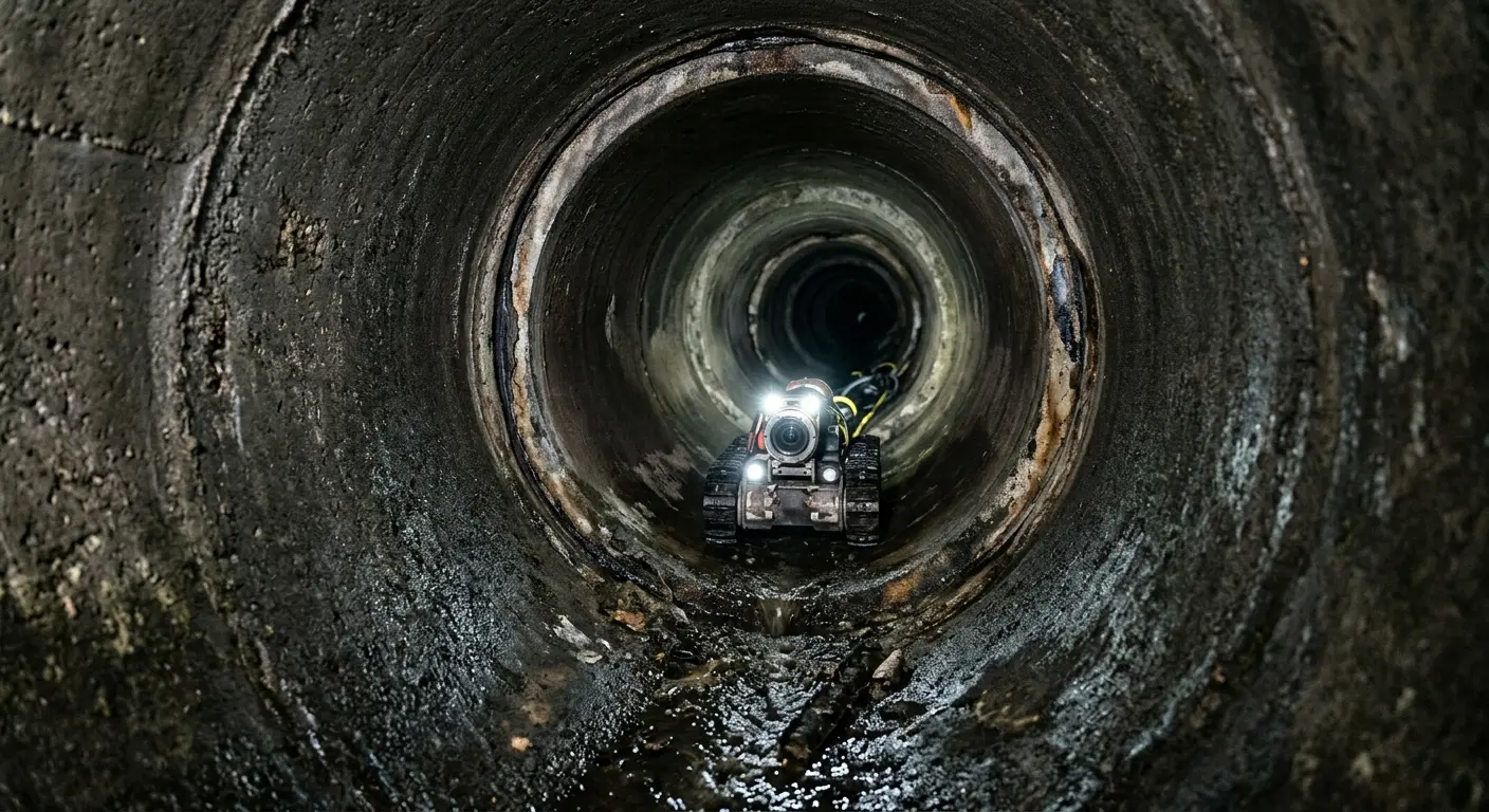 Robotic sewer camera inspecting pipe interior for Sewer Line Cleaning in Indian Trail